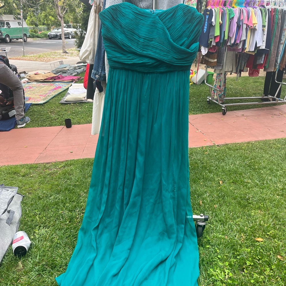 J crew silk emerald green floor length bridesmaid/ formal gown.